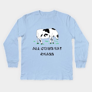 ACEG, All Cows Eat Grass, Cow Shirt, Funny T-Shirt, Funny Tee, Badly Drawn, Bad Drawing Kids Long Sleeve T-Shirt